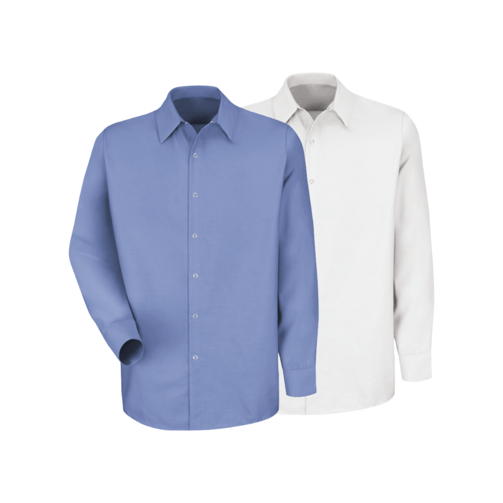 Pocketless Food Processing Shirts Blue and White