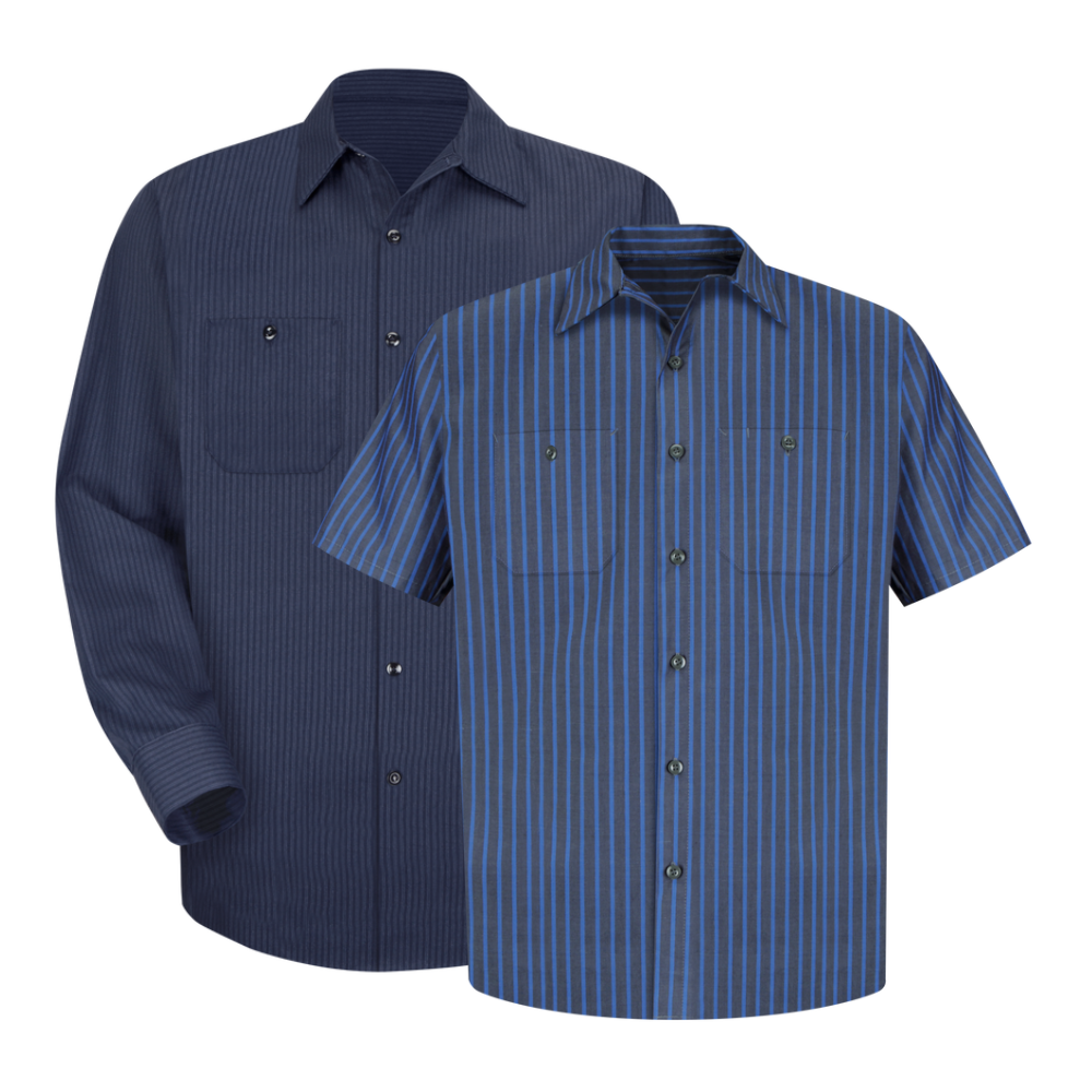 Blue striped industrial uniform shirts