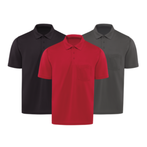 Performance Knit ® Polo Shirts. Black, Grey, and Reds