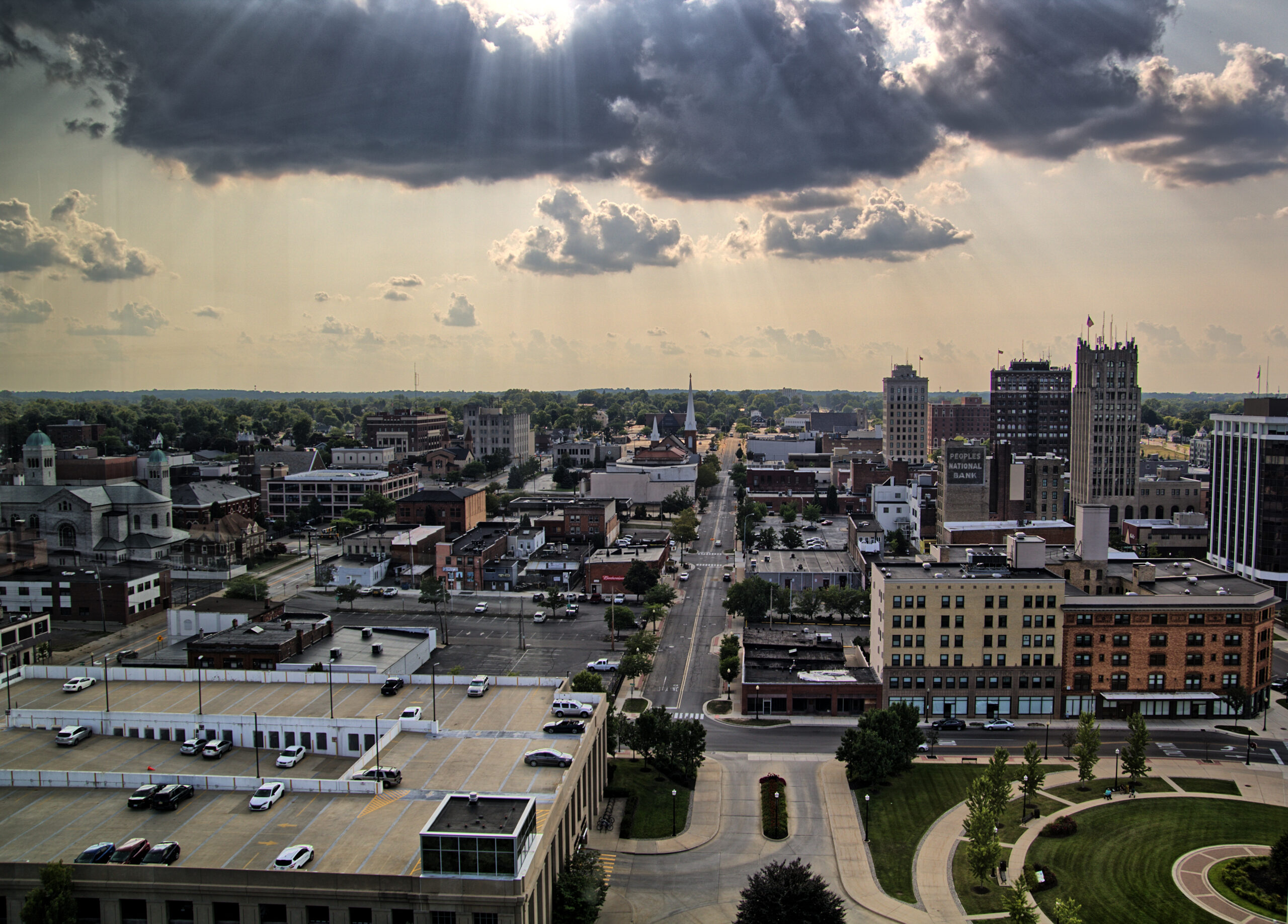 Aerial Shot of Downtown Jackson Michigan